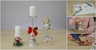 How To Make Festive Christmas Candle Holders Out Of Wine Glasses Diy Crafts