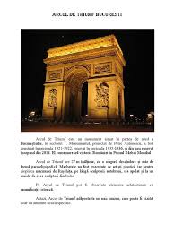 In aceasta seara, arcul de triumf din bucuresti era in intuneric. Arcul De Triumf Este Un Monument Situat In Partea De Nord A BucureÈtiului Docx