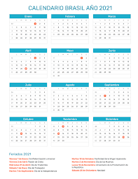 En 2021, en total habrá 18 días no laborables establecidos por el gobierno argentino. Calendario De Brasil Ano 2021 Feriados
