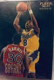 The now iconic topps kobe bryant rookie card shows a young bryant attacking the rim; Kobe Bryant Fleer 96 97 Rookie Card 203 Ebay