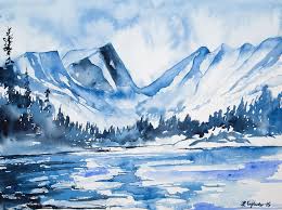 Red desert wonder watercolor painting demonstration of utah red cliffs. Watercolor Dream Lake Winter Landscape Painting By Cascade Colors