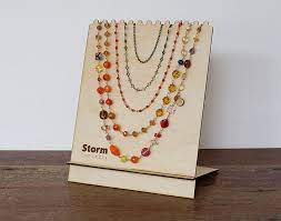 Necklace Display Stand Square Ply Wood Jewellery Storage Etsy Necklace Display Jewellery Storage Display Stand