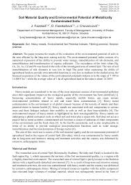 Check spelling or type a new query. Soil Material Quality And Environmental Potential Of Metallically Contaminated Soils Scientific Net