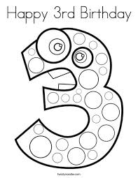 Number 3 coloring pages for kids. Happy 3rd Birthday Coloring Page Twisty Noodle