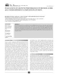 Pdf Evaluation Of Growth Performance Of Broiler Cobb 400
