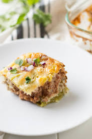 Brown ground beef with onion and sprinkle with salt and pepper as desired. Chiles Rellenos Casserole Recipe Girl