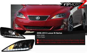 Low beam headlight bulb size: For Lexus Is250 Is350 2is Black Bezel Halo Projector Drl Daylight Led Strip Headlights Replacement Pair