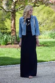 Black And White Dress With Jean Jacket Maxi Dress A Denim Jacket How To Wear Denim Jacket Fashion Maxi Dress