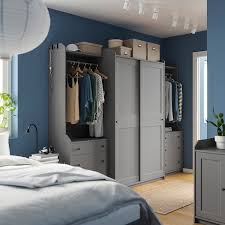 Hauga تشكيلة دولاب ملابس رمادي Ikea