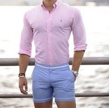 How To Wear Silver Watch Light Blue Shorts Pink Dress Shirt We Www Blinkedtwice Com Shirt Outfit Men Polo Shirt Outfits Mens Summer Outfits