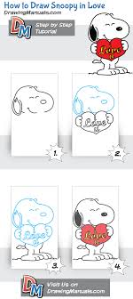 How To Draw Snoopy In Love Snoopy Drawing Valentines Day Drawing Cute Paintings