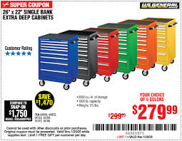 U S General 26 In X 22 In Single Bank Black Roller Cabinet For 279 99 Through 1 20 2020 Harbor Freight Coupons