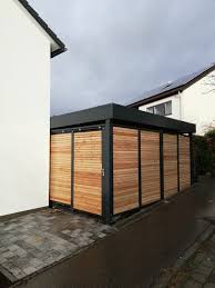 Geratehaus Mit Schiebetur Und Blickhemmender Holzlattung Geratehaus Carport Holzlattung Blickhemmend Anthrazit Schiebetur Holzlatten Fahrrad Unterstand