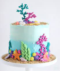 For additional decoration, we used a whopper (chocolate covered malted milk ball) for the eye of the fish, wrote happy birthday on the body, and added some bubbles made from icing above the head. Under The Sea Cake Tutorial Sugar Sparrow