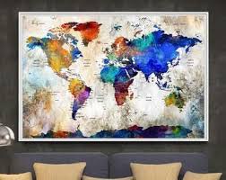 Push Pin Travel World Map Extra Large Wall Art World Map Etsy Arte De Mapa Mural Arte De Pared Arte De Pared Grande