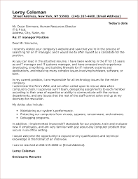 It Manager Cover Letter Sample