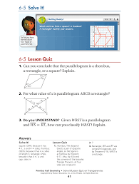 Read and annotate the unit summary. 6 5 Lesson Quiz 6 5 Solve It