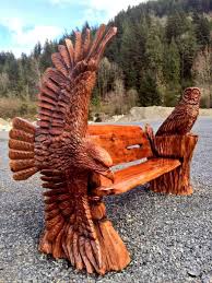 By Ryan Cook Eagle And Owl Bench Holz Kreationen Holz Schnitzen Into The Woods