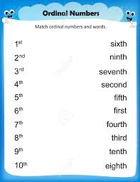 Worksheet Match Ordinal Numbers For Preschool Kids Parent