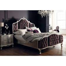 Regency French Mid 18th Century Silver Leaf Bed Upholstered Panels Bedroom Sets Queen Bedroom Set Furniture