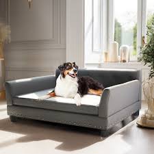 Leather Dog Sofa Elevated Pet Couch Bed