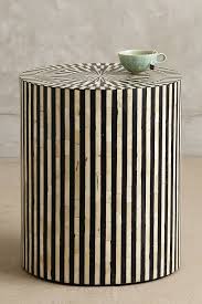 Black And White Striped End Table Rounded Inlay Side Table Decor Unique Furniture Anthropologie Home