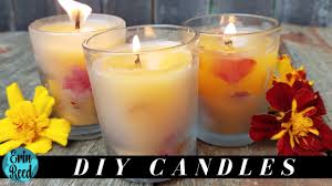The candle expert also notes that liquid paraffin can be helpful to prep for candle wax removal. Diy Candles Dyed With Paprika And Real Flower Petals In Etched Glasses Youtube