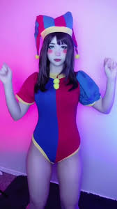 Pomni cosplay porn gagging on fat cock