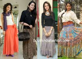 How To Wear And What To Wear With Long Skirts South India Fashion Indian Designer Outfits Long Skirt Long Skirt And Top