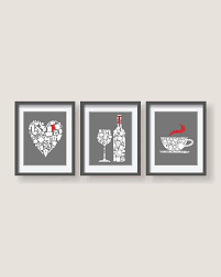 Gray Kitchen Decor Funny Kitchen Prints Kitchen Art Work Gray Kitchen Wall Decor Set Of 3 Prints Kitchen Wall Art Kitchen Art Print Red Kitchen Decor Grey Kitchen Walls Red Kitchen