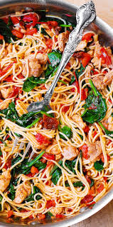 Chicken Tomato Spinach Pasta Chicken Pasta Recipes Spinach Stuffed Chicken Easy Meals