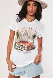 Car and letter graphic tee. White California Car Graphic T Shirt Missguided Womens Tops Women Tops
