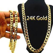 14k gold necklace, 30 diamond cut rope chain (2mm) $2,200.00 sale $967.05 24k Gold Long Chain Necklace Men Jewelry Brand Gothic Gold Color Male Necklace Gifts Size 18 30inch Wish