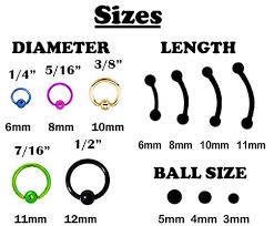 60 Unfolded Septum Piercing Gauge Chart