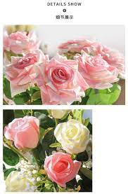 仿真玫瑰花绢花餐桌塑料花装饰花艺摆设室内摆件客厅假花干花花束 淘宝网 fake flower bouquet fake flowers dried flower bouquet