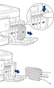 I reopened the cartridge door, removed the blue ink cartridge, and reinstalled it. Replace Ink Brother
