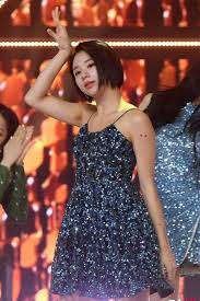 Chaeyoung Stage Outfit Blue Sequin Sling Dress Fashion Twice Clothing Stage Outfits