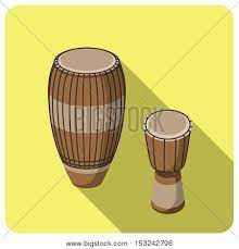De tamtam hangt in een frame en wordt bespeeld met een knuppel. Flat Icon Musical Vector Photo Free Trial Bigstock
