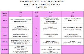 Anda juga boleh muat turun secara percuma takwim persekolahan tahun 2018, template jadual waktu sekolah rendah dan sekolah agama yang saya buat untuk anak saya sendiri. Smk Seri Bintang Utara Jadual Waktu Pdpr Murid Tingkatan 1 5 2021