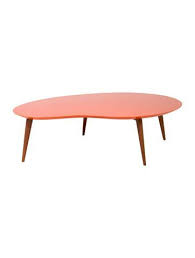 Orange Lacquered Jonathan Adler Okura Kidney Bean Shaped Coffee Table With Turned Walnut Legs And Brand Stamp At Underside Br Coffee Table Furniture Table