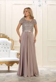 This Modest Mother Of The Bride Floor Length Dress Features Short Sleeve W Mother Of The Bride Gown Evening Gowns With Sleeves Mother Of The Bride Dresses Long
