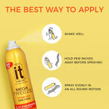 Amazon Com It Haircare Mega Freeze Extreme Hold Hair Spray 7 75 Oz Vitamin B5 Hydrolyzed Wheat Protein Humidity Resistant Optical Brighteners For Enhanced Shine 24 Hour Hold Fast Dry Beauty