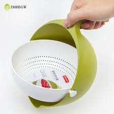 double drain basket bowl rice washing