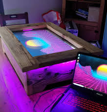Gaming Table With Screen Ans Leds Dnd Table Table Games Game Room