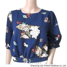 Blue floral pattern womens top. Blue Floral Print Ladies Top China Ladies Top And Fashion Price Made In China Com