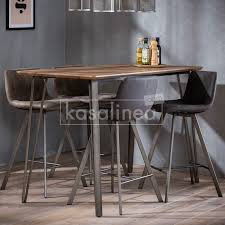 Optez pour une table haute en bois blanc césuré pour vos dîners en famille ou entre amis. Table Bar Bois Style Industriel Kasalinea