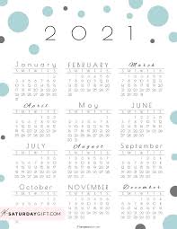 Cute Free Printable Year At A Glance 2021 Calendar In 2020 At A Glance Calendar Free Printable Calendar 2021 Calendar