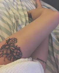 Pinterest Laurel Wreath Thigh Tattoos Women Wildflower Thigh Tattoo Upper Leg Tattoos