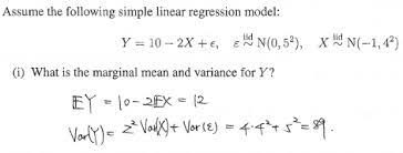 Calculating Variance Of Y In Linear Regression Model Given Variance Of X And E Where E Error Term Cross Validated