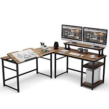 Tribesigns L Shaped Computer Desk With Monitor Stand Rise Https Www Amazon Com Dp B07w8n25ys Ref Cm Sw R Pi Dp U X Computer Desk Corner Computer Desk Desk